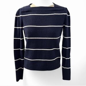 Liz Claiborne Striped Squareneck Sweater Preppy Coastal Sailor Spring